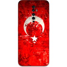 Oppo Reno 2z Uyumlu Türk Bayrağı Desenli Telefon Kılıfı + Ekran Koruyucu - 5847