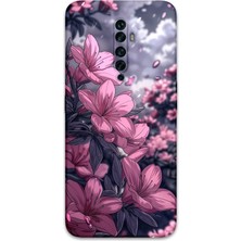 Oppo Reno 2z Uyumlu Çiçek Desenli Telefon Kılıfı + Ekran Koruyucu - 5796