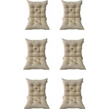 6'lı Kombin Arkalıklı Pofidik Kare Sandalye Minderi 40 × 85 cm Bej