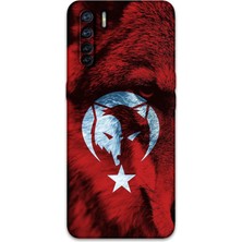 Oppo A91 Uyumlu Türk Bayrağı Desenli Telefon Kılıfı + Ekran Koruyucu - 5856