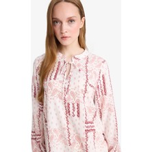 DeFacto Regular Fit Desenli Apaş Yaka Uzun Kollu Bluz N1809AZ25SP
