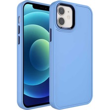 iPhone 11 Uyumlu Metal Çerçeve ve Buton Tasarımlı Sert Joec Botox Kapak-Mavi