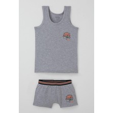 Katamino Erkek Çocuk Atlet Boxer Takım Motivasyon Temalı 1-12 Yaş, Gri Melanj