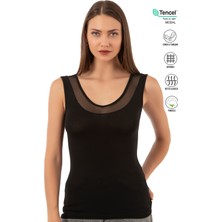 Özkan 22848 Kadın Modal Pamuklu Kalın Askılı V Yaka Tül Detaylı Atlet