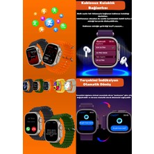 Bunnys Apple iPhone 11 Pro Max Uyumlu Universal Akıllı Saat Watch Ultra2 49MM Kordonlu - Son Versiyon
