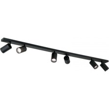 Mylights 120 cm LED Spot Haretekli Başlık Siyah Os-Ram Tasaruflu LED Ampul 3000K Salon Mutfak Otel Cafe Avize Altılı Avize