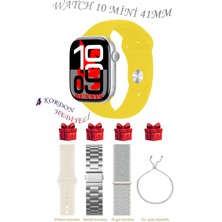Sarı Sarı Akıllı Saat Watch 10 Mini Kordon Hediyeli Amoled Ekran 41MM