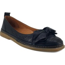 Mammamia 300 Hakiki Deri Günlük Kadın Babet-Siyah