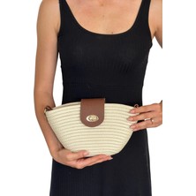 Solana Hasır Clutch Çanta Beyaz
