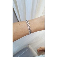 Vıp Seri Paslanmaz Çelik Gümüş Rengi Zirkon Taşlı Bileklik