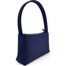 Paftalı Deri Kadın Basic Tek Saplı Fermuarlı Baget El ve Omuz Çantası 27X15X7 cm