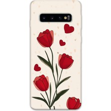 Galaxy S10 Plus Uyumlu Çiçek Desenli Telefon Kılıfı + Ekran Koruyucu - 5789