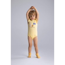 DeFacto Bisiklet Yaka Hayvan Desenli Fitilli Kaşkorse Kısa Kollu Çıtçıtlı Body Kız Bebek Yenidoğan E7945A525SM