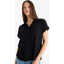 DeFacto Regular Fit Basic Düz Viskon Kısa Kollu Gömlek N7819AZ25SP