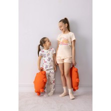 DeFacto %100 Pamuk Disney Lilo & Stitch Lisanslı Regular Fit 2'li Pijama Açık Mavi Takımı Kız Çocuk E6234A825SM