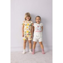 DeFacto Kız Bebek 101 Dalmatians Pijama Takımı Kısa Kollu Penye Üst Beli Lastikli Şort E4616A525SM