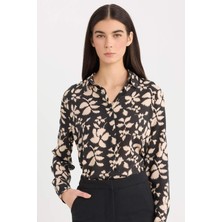 DeFacto Oversize Geniş Kalıp Desenli Uzun Kollu Gömlek Tunik E4347AX25SP