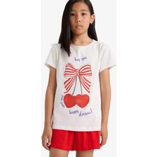 DeFacto Kız Çocuk Pijama Takımı Baskılı Kısa Kollu Üst Beli Lastikli Şort E0667A825HS