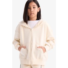 DeFacto Kız Çocuk Kapüşonlu Basic Düz Cepli Fermuarlı Sweatshirt D9079A825SP
