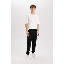 DeFacto %100 Pamuk Jogger Gabardin Pantolon Beli Regular Fit Bağcıklı Lastikli Paça D5927AX24AU