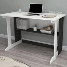 Reyo Home Enda Pillar Kütüphaneli Geniş Çalışma Masası 100X56 cm Beyaz - Antrasit
