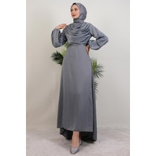 Kuyruklu Degaje Elbise Gri