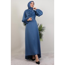 Kuyruklu Degaje Elbise Indigo