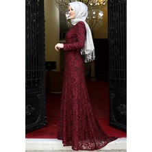 Amine Hüma Hayal Abiye Elbise Bordo