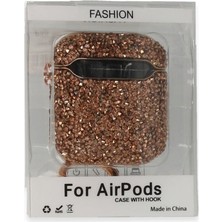 Newface Airpods (1.nesil) Mira Taşlı Kılıf - Rose Gold 11