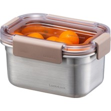 Lockn Lock Paslanmaz Çelik Fırın & Saklama Kabı Dörtgen Kilitli Kahverengi 520 ml