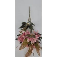5 Dallı Pembe Çan Çiçeği 34 cm El Buketi Vazo Aranjman Dekor Çiçeği