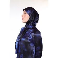 Harika Wear Mavi ve Siyah Ipek Lüks Şal