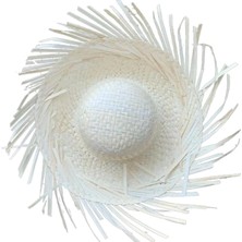 Remstdrk Tropikal Parti Beyaz Hasır Hawaii Şapkası 13X36 cm