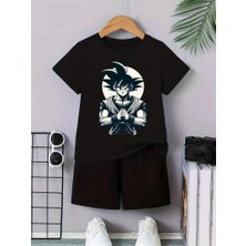 Calp Teks Samuray Karakter Baskılı Şort/t-Shirt Alt-Üst Çacuk Takım