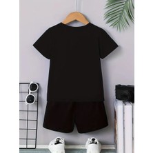 Calp Teks Samuray Karakter Baskılı Şort/t-Shirt Alt-Üst Çacuk Takım