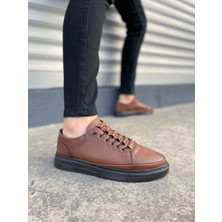 JY0535 Prime Bağcıklı Cilt Erkek Günlük Sneaker Ayakkabı Cst - Taba