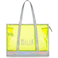 Bilik Deri Şeffaf Sarı Kadın Plaj Çantası Beach First