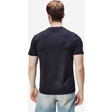 Canary Siyah Bisiklet Yaka Gofre Baskılı Modal Kumaş Standard Fit Erkek Tshirt