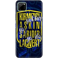 Realme C11 Uyumlu Kılıf Pure Modern Desenli Silikon Aşkın Rengi Sarı Lacivert
