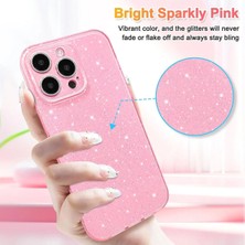 Apple  iPhone 15 Pro Kılıf Kamera Korumalı Işıltılı Orta Sertlikte Dayanıklı ve Simli Lüks Shiny
