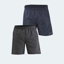 Slazenger RABI 2 li Set Erkek Cepli Deniz Şortu Koyu Gri - Lacivert Mayo