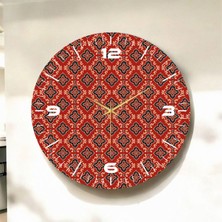 Renkli Baskı Desenli Sayılı Hediyelik Ahşap Sessiz Duvar Saati 45CM