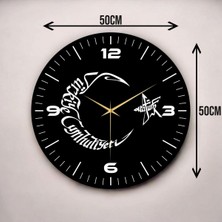 Renkli Baskı Ay Yıldız Atatürk Yazı Desenli Sayılı Hediyelik Ahşap Sessiz Duvar Saati 50CM