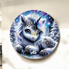 Renkli Baskı Çocuk Desenli Sayılı Hediyelik Ahşap Sessiz Duvar Saati 45CM