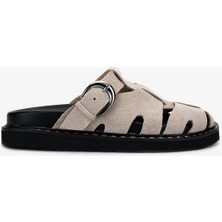 Valmenti Kadın Hakiki Deri Bej Süet Düz Terlik 154 1500 Bn Trlk Y25 Bej Suet