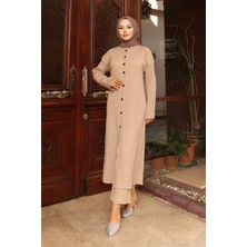 Yaka Detaylı Uzun Takım Vizon