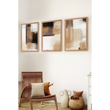 Premium Ahşap Çerçeveli 3lü Modern Iskandinav Bohem Tarz Dekoratif Ev Dekorasyonu Tablo SETI-SET12 30X20