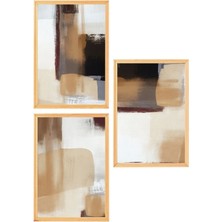 Premium Ahşap Çerçeveli 3lü Modern Iskandinav Bohem Tarz Dekoratif Ev Dekorasyonu Tablo SETI-SET12 30X20
