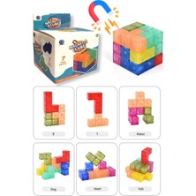 Renkli Şeffaf 7 Parçalı Mıknatıslı 3x3 Manyetik Küp Zeka Sabır Rübik Küpü