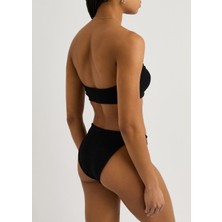 Straplez Dokulu Kumaş Bikini Takım